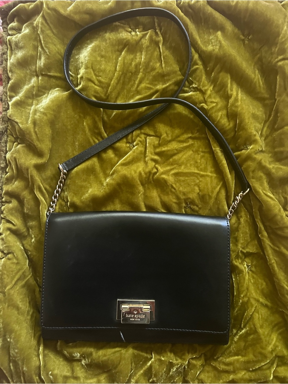 kate spade Black Leather Crossbody with Gold-Tone Lock - Picture 3 of 13